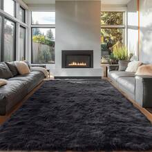 OLANLY - Alfombra de Sala de Estar, Dormitorio, Lavable a Máquina, 4 x 5.9 Pies, Suave y Esponjosa, Manta Nocturna para Niños y Niñas, Dormitorio, Guardería, Decoración del Hogar - Negro - - Ver 8