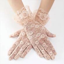 Ladies' Wedding, Tea Party Gloves, Opera Party Wedding Ball Bride Gloves, Christmas Role-Playing Party Ball Gloves, Lace Gloves - 米色 - 查看 1