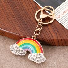 1 قطعة إكسسوار للنساء بتصميم قوس ، 1 قطعة قلادة مفتاح بتصميم سحابة قوس ونيزك من سبيكة الزنك، مجوهرات من سبيكة لامعة، هدية للحفلات، تعليقات للحقائب والسيارات، هدايا للمعلمة والصديقة والأخت