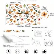 1 Rolle selbstklebende weiße Hintergrund Mehrfarbiges Blumenmuster Tapete, verdickt PVC, leicht luxuriös, personalisierte Kunst Eingang Treppenhaus Tapete, wasserfest, leicht zu reinigen, kann abgerissen und gezogen werden, 17.7 Inches X 196.8 Inches, geeignet für Schlafzimmer, Wohnzimmer, Badezimmer Hintergrundwand, Küchenschrank Schublade Möbelrenovierung, DIY Studentenwohnheim Büro Supermarkt Heimdekoration