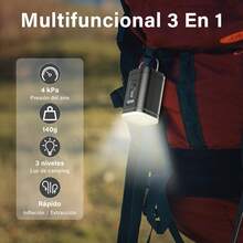 VOURTM Bomba de Aire Eléctrica, 3 En 1 Bomba de Aire Portátil con Luz de Camping, Inflado y Desinflado Rápido, Equipado con 5 Boquillas y 1200 mAh Batería,para Colchón Inflable,Flotador,Juguetes - Negro - Ver 5