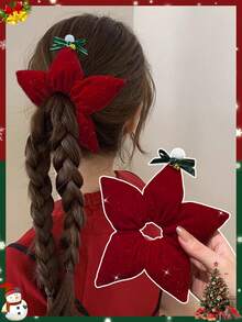 1pc Cute Star Christmas Tree Hair Scrunchie, Women Hair Tie Ponytail Holder, Holiday Party Decor ,Scrunchy Hair Ties - Multicolor - View 4