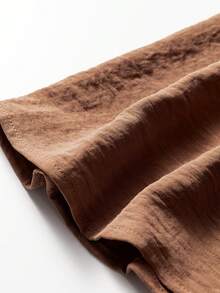 Acelitt Vestido Longo de Manga Longa, Cintura Alta, Decote em V, Detalhe de Remendo de Flor de Castanha, para Primavera e Outono, Corte Slim para Mulheres