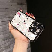 Funda de Teléfono Tierna Ghosties Perona para 17, 16e, 16, 15, 14, 13, 12, 11, Pro X XR XSMAX 8, Plus – Cubierta Trasera Suave Transparente Antigolpes, Cubierta de Uso Diario,Estilo Juguetón,Accesorio para Teléfono de Anime,Cubierta Ligera,Material Duradero,Carcasa Antigolpes,Carcasa Protectora,Usuarios de,Jóvenes Adultos17 17promax - Negro - Ver 3