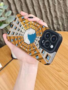 Symmetrisches Architekturdesign mit blauem Himmel-Wolken-Muster, Handyhülle mit ästhetischem Gebäude-Print für Damen, minimalistische künstlerische Schutzhülle, reiseinspirierte modische Handyhülle, kompatibel mit iphone16 pro max/16pro/16plus/16/15promax/15pro/15plus/15/14promax/14pro/14plus/14/13promax/13pro/13/12promax/12pro/12/11promax/11pro/11/X/XS/XSmax