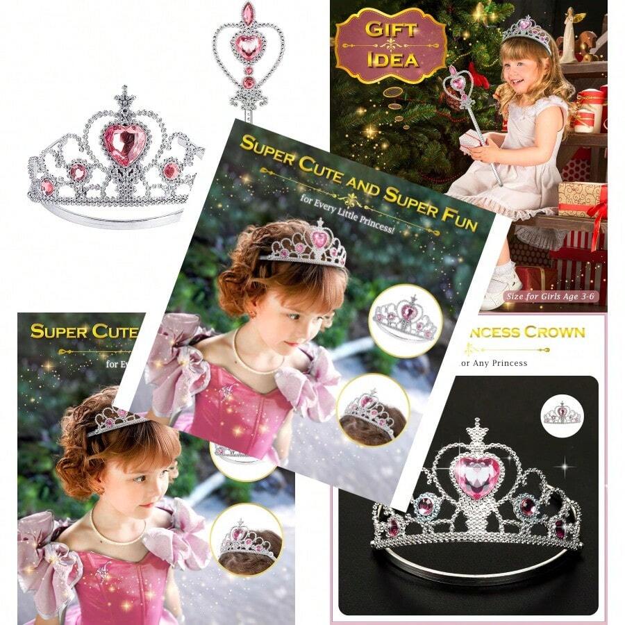 Tiara de princesa con corona para niñas pequeñas tiara de princesa joyería de juguete regalo para niñas de 3 a 6 años - como en la foto - Ver 1