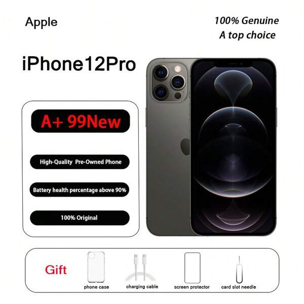 Apple A+,Used Apple IPhone 12Pro, Original Authentic Product Like-New Condition (99% New);Mobile Phone,Phone,Gift Of Membrane Shell Cover