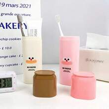 Kids' Travel Container In An INS Style For Toothbrushes. Portable 2-In-1 Cup For Mouthwash. - 鏽棕色 - 查看 10