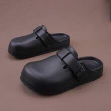 Men's Slip-On Slippers, Casual Couple Hollow Thick Bottom Mule Sandals, Breathable Beach Slides - Black - View 2