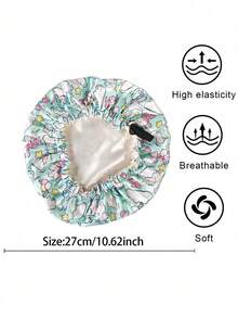 Awegeo 3pcs/Set Kids Printed Drawstring Button Elastic Double-Layer Silky Fashion Satin Hair Caps, Casual Daily Breathable Comfortable - 3Pcs - View 3