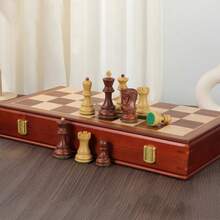 Easytoday 全新高级设计超大国王国际象棋棋子，高 9.5 厘米/3.7 英寸，4 倍加重塑料国际象棋套装，超大 45 厘米/17.7 英寸木制棋盘，包含 2 个额外皇后棋子，适合圣诞节、节日、聚会、派对等场合。 - 卡其色 - 查看 8