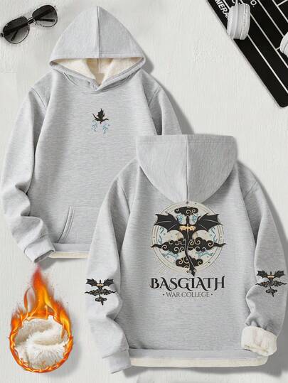 1pc Elegant Men's Warm Sweatshirt, Printed Pattern Men's Casual Hoodie, Soft & Warm Thermal Lined Thick Hooded Sweatshirt, Suitable For Cold Outdoor Travel In Winter, Versatile For Casual & Home Wear, Great Gift For Men