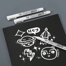 2/4/6pcs White Marker Pens, Waterproof Alcohol Ink, Suitable For Tires, Fabrics, Wood And Artificial Leather, Easy To Grip, Long-Lasting Graffiti Art Pens - Multicolor - View 3