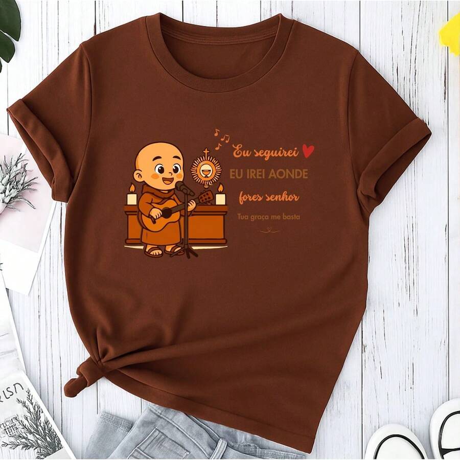 Basic Printed T-Shirt Frei Gilson Catholic Religious - 鏽棕色 - 查看 1