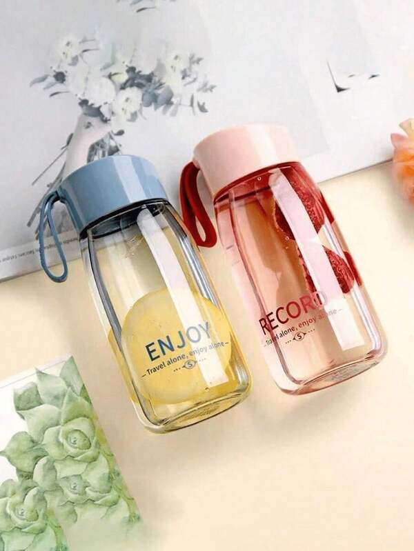 1 pièce, Bouteille d'eau de sport, Tasses à eau en plastique de 380 ml/12,9 oz, Tasses à boire portables, Articles de boisson d'été, Accessoires de voyage, Fournitures de cuisine pour la maison