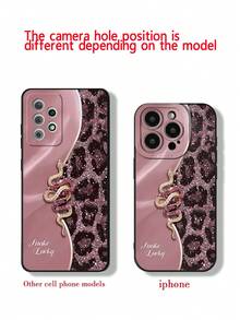 精密穿孔直边粉色豹纹蛇纹涂漆加厚防摔手机壳,兼容 11/12Pro/12/12X/13Pro/14Pro/15Pro、Redmi 10/9/Note9/12C/Note11Pro/Note8Pro - 彩色 - 查看 9