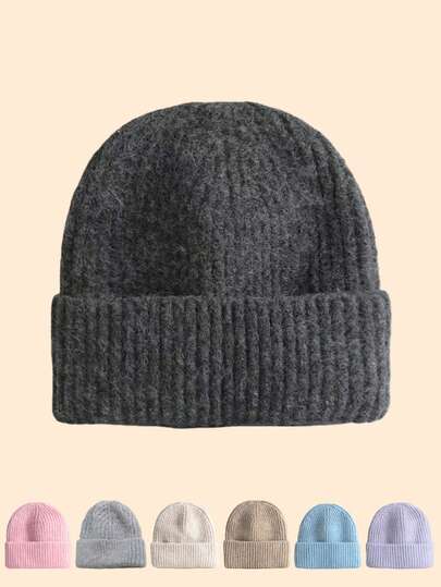 1 Stück gestrickte Mütze mit Umschlag für Frauen, Winterfell gestrickte Kappen, weich, lässig, warm, eng anliegend für Schnee, Ski, Laufen, Unisex Erwachsene gestrickte Mütze