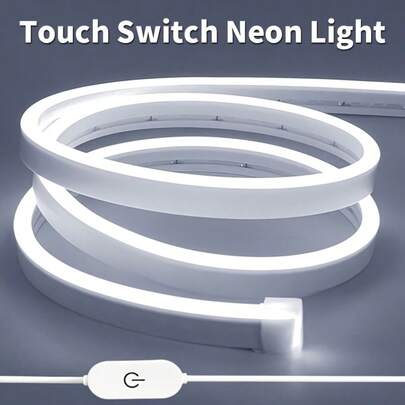 LQHZMYY 1 pieza Tira de luz LED de neón con control táctil súper sensible; Interruptor de brillo ajustable, tira de luz flexible; Adecuado para dormitorio, techo, baño, letreros de tienda, decoración de escaparates; Centros comerciales, festivales de música al aire libre, decoración de fiestas. Tira flexible, LED de alta calidad, tira de luz LED