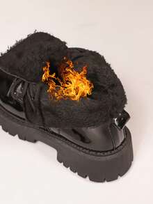女士踝靴,纯色基础款,侧拉链设计,学院风,适合户外、办公、万圣节、圣诞派对、婚礼、冬季等场合,厚底系带,舒适返校靴,简约亮黑色时尚踝靴 - 亮黑色短靴 - 查看 8