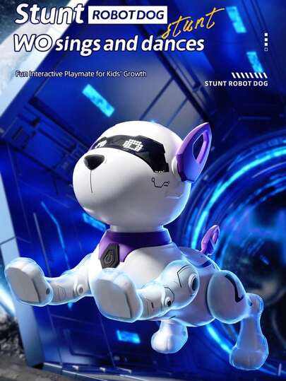 Juguete de perro robot controlado por control remoto para niños, robot bailarín y caminante programable e inteligente, mascota electrónica interactiva controlada por voz, adecuado para niños y niñas de 3 a 8 años