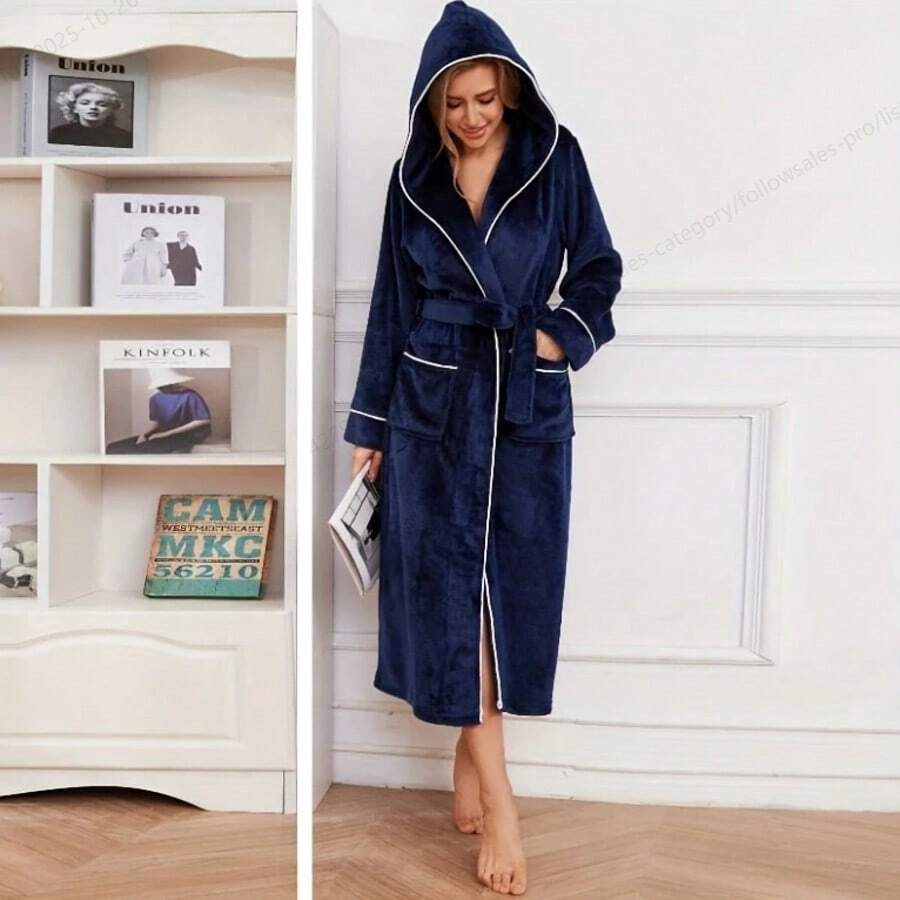 A Coral Fleece Women's Hooded Bathrobe Suitable For The Bathroom, Super Soft, Absorbent And Skin Friendly, Used For The Bathroom Gym. Hotel. Vacation Beach Daily Necessities - The Ideal Choice For Home And Travel - The Perfect Gift For Everyone