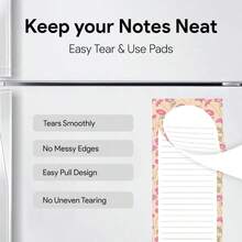 8 Magnetic Notepads U2013 Notepads For Grocery List, Shopping List, To-Do List, Reminders -Strong Magnetic Back- Memo Notepad With Realistic Fruit Designs | 25 Sheets Per Pad 75 X 35 Inch (8 Pack) - ColorC - View 8