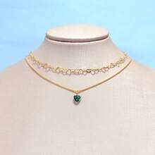 Kit Of 2 Heart-Shaped Women's Necklaces With Colored Zirconia Pendant, Plated In 925 Silver Or 18K Gold - Vàng - Xem 14
