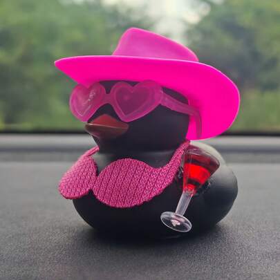1pc Cute Beer Duck Design Car Decor Set, Retro Style Cool Black Duck Statue Figurine Collectible Mini Doll, Suitable For Car Dashboard/Motorcycle/Bicycle | Adorable Indoor/Outdoor Vehicle Accessory, Cute Little Item For My Car, Car Decoration - Thoughtful Gift