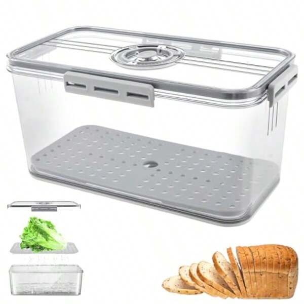 Bread Box For Kitchen Countertop Airtight Bread Storage Container For Homemade Bread Time Recording Bread Keeper With Air Valve And Lid Bread Loaf Keeper For Bun Bagel Sandwich