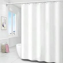 Solid Color White Waterproof Shower Curtain, Modern Polyester Partition Curtain, For Bathroom Home Bathroom Decor Fall Decor Bathroom Accessories Back To School - White - View 23