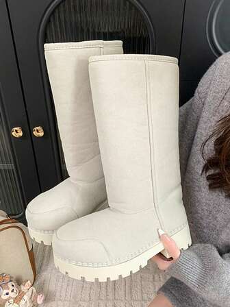 2025冬季新款可爱大头雪地靴，厚底过膝高筒保暖雪地靴