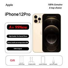 iPhone 12 Pro de Apple de grado A+ usado, original genuino, en condición casi nueva (99% nuevo); teléfono, estuche protector incluido - Dorado - Ver 7