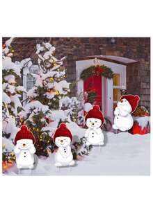 6pcs Christmas Lawn Stakes, 2D Acrylic Flat Outdoor Garden Yard Decor, Holiday Fence Garden Stakes, No Power Needed, Suitable For Home And Outdoor Walkway, Garden Party Supplies, No Electricity Required