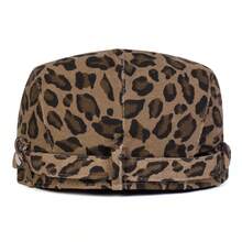 1顶女士豹纹贝雷帽，时尚报童帽，休闲户外前檐帽，适合秋冬季街头、商务、派对等场合 - 彩色 - 查看 5