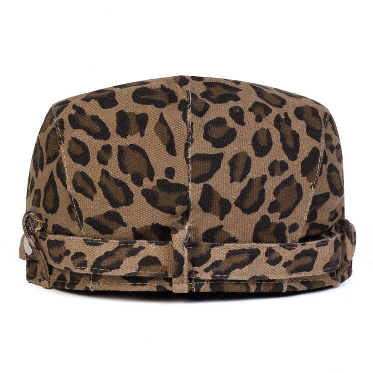 1 pieza Boina de mujer con estampado de leopardo, gorra de estilo periodista de moda, gorra casual con visera frontal, adecuada para otoño/invierno, calle, negocios, fiesta - Multicolor - Ver 5