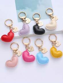 Llavero de cuero minimalista con forma de corazón personalizado, unisex, colgante de amor para parejas, accesorio para bolso - Multicolor - Ver 5