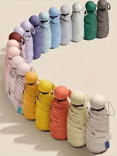 1pc Lightweight & Compact 6-Rib Umbrella, Designed For Women, Provides Rain And Sun Protection, Highly Portable