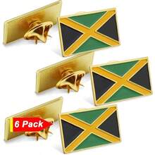 6/12/50/100 Pack-Jamaica Flag Pins Bulk -1 Metal Patriotic Jamaican Lapel Pins Badge Souvenir For Hat Bag Travel Gifts - 黑色 - 查看 6