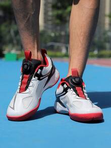 男士羽毛球和网球运动鞋 | 无缝室内场地鞋 | 网球、乒乓球和壁球运动鞋 | 适用于各种场地类型的多功能训练鞋 - 黑紅色 - 查看 2