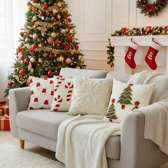 1pc Tufted Christmas Tree Pattern Decorative Throw Pillow Covers For Winter Holiday
