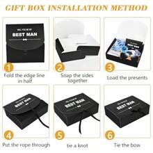 AFRT 8Pack Groomsmen Proposal Box With Card 7 Groomsmen Boxes1 Best Man Box 10.6*7.9*3.1 Inch Groomsmen Gift Box With Ribbon Will You Be My Groomsman Box Wedding Gift Box For Groomsmen Proposal Gift - 黑色 - 查看 6