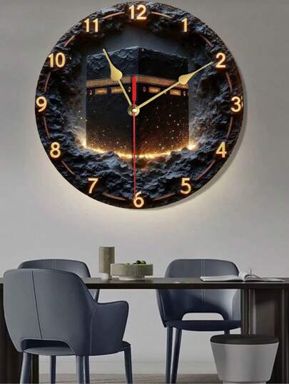 Pc 10 Inch/12 Inch Wooden Round Wand Clock, Perfect Home, Bedroom, Living Room, Etc., Bedroom Klok Moonlight Theme ation Durable Room Home view 5