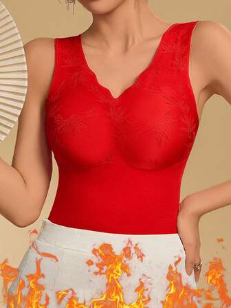 Women's Warm Camisole With Padded Bust, Sleeveless Undershirt, Seamless For Winter