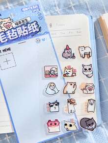 1pc Felt Sticker, Cute Cartoon Cat Expression Scrapbooking Sticker - Multicolor - View 3