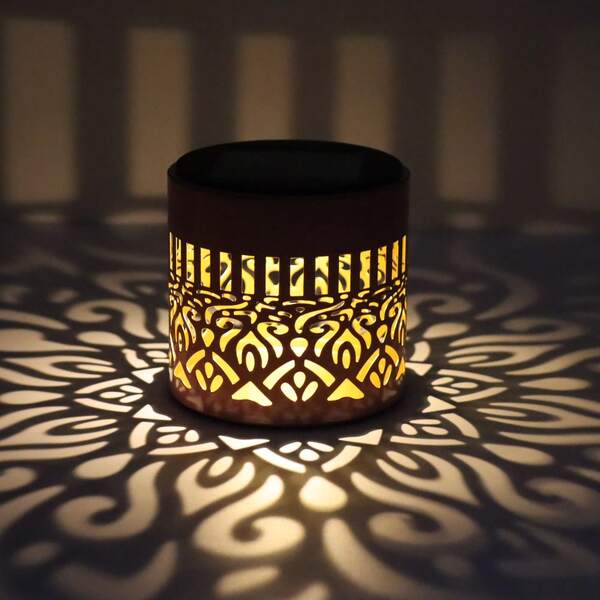 1pc Solar Projection Light, Solar Mandala Flower, Solar Fence Light Christmas Garden Light - IP65 Solar Wall Light Outdoor, Christmas Outdoor Decor, Suitable As Christmas Gift For Family And Friends