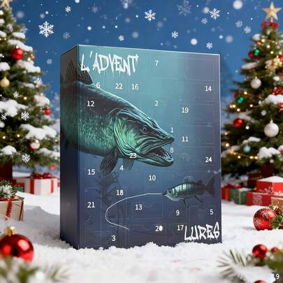 2026 Nytt 24-dagars adventskalender-presentset för fiskebeten, den bästa julklappen! Oumbärlig för höst-/vintersäsongen, inkluderar spinnbeten, hoppbeten, vibrerande beten, mjuka beten, swimbaits, jerkbaits med krokar, vikter, flöten, lämplig för fiskeentusiaster, kan användas i saltvatten och sötvatten, presentask för beten, flersektionerad elritsa, crawler, traktor, blyertsbeten, festpresent, födelsedagspresent, present till pojkvän, pappa, familj, make