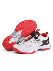 男士羽毛球和网球运动鞋 | 无缝室内场地鞋 | 网球、乒乓球和壁球运动鞋 | 适用于各种场地类型的多功能训练鞋 - 黑紅色 - 查看 12