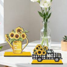 1/4/20pcs Sunflower Wooden Table Card, Sunflower Gnome Decor, Spring/Summer Gnome Centerpiece For Dining Table, Welcome Decor, Party Home Kitchen Gift - Multicolor - View 2