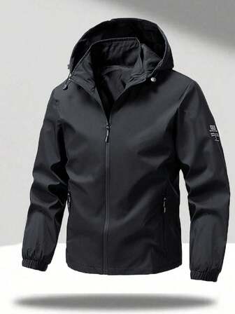 Men's Outdoor Rush Jacket Waterproof Windproof Outdoor Hooded Jacket Sports Jacket Suitable For Outdoor Sports, Multifunctional Portable Zipper Pockets, Suitable For Boyfriend Husband Gift, For Fall