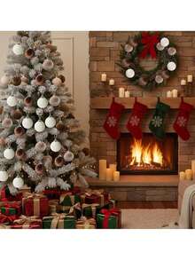 15 PCS Brown Velvet Christmas Tree Ornaments - 6 Cm 2.36 Inches 12 Shatter-Proof Christmas Balls For Christmas Tree Decorations - Multi-Colored Brown Neutral Beige For Holiday Parties Christmas Decorations, New Year Decorations, New Year Gifts For Interior Decorations Christmas Tree Dark Coffee, White, Light Coffee